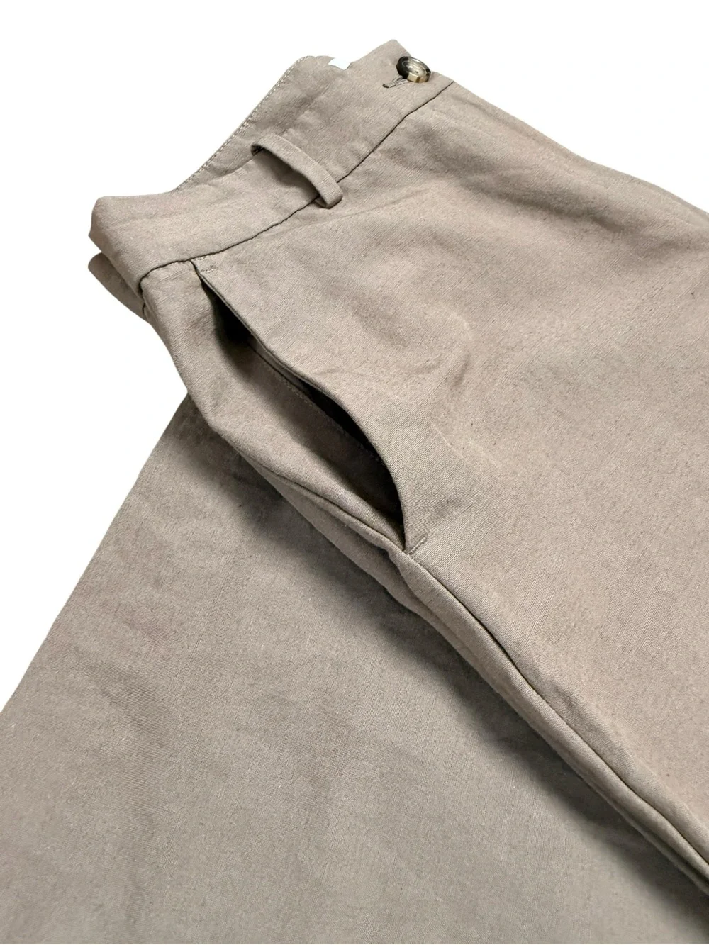 H&M Brown Linen Blend High Rise Wide Leg Trousers Pants Size 6